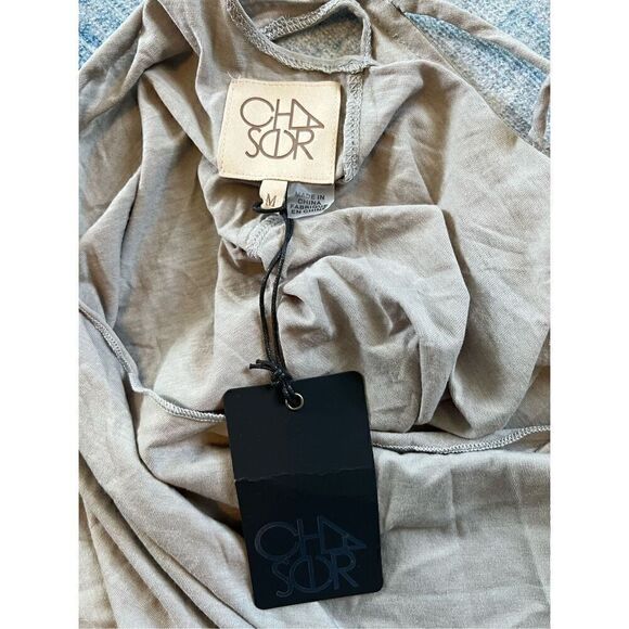 NWT! Chaser Gray Strappy Cut Out Cowl Back Tank Top Medium - Picture 3 of 6